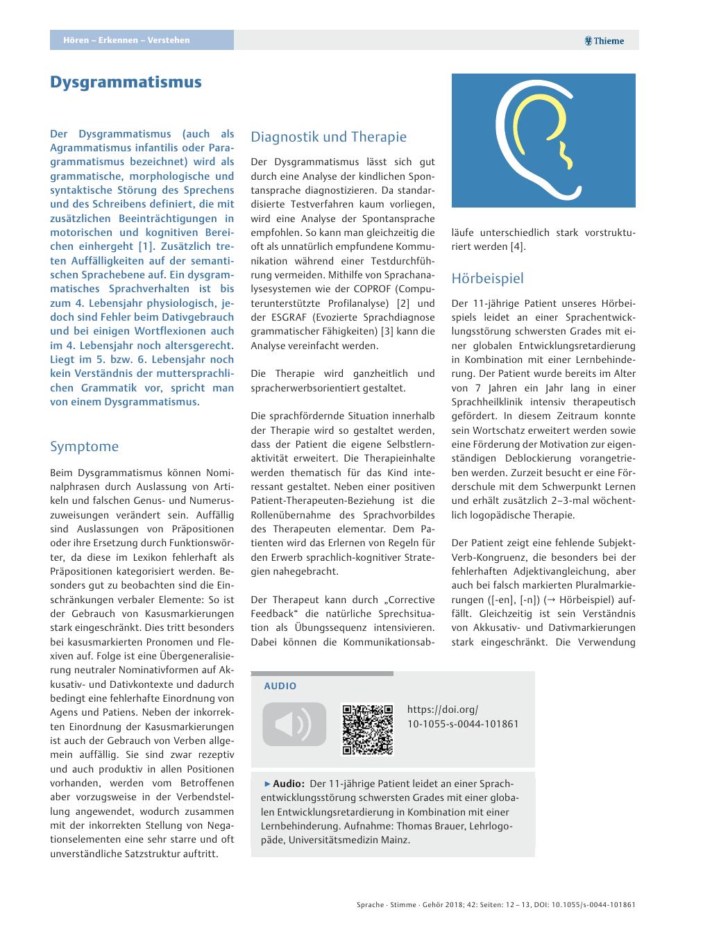Vorschauseite 1: Dysgrammatismus
