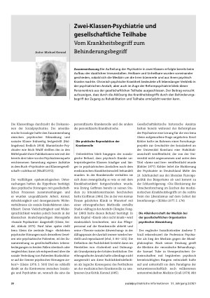 Vorschauseite 1: Zwei-Klassen-Psychiatrie und gesellschaftliche Teilhabe. Vom Krankheitsbegriff zum Behinderungsbegriff