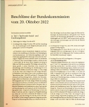 Vorschauseite 1: Beschlüsse der Bundeskommission vom 20. Oktober 2022