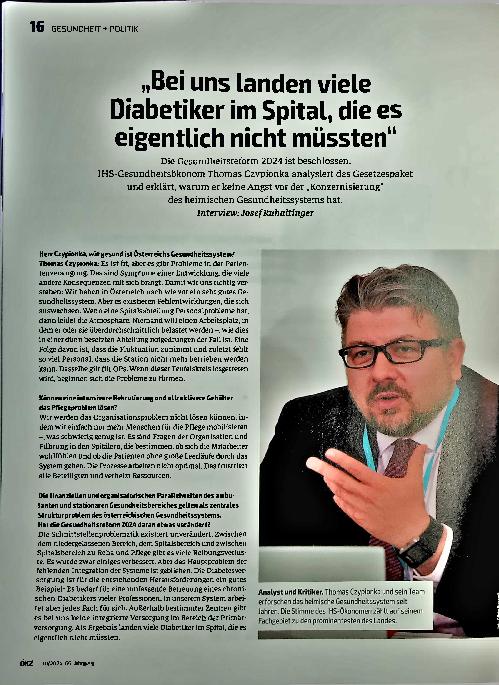 Vorschauseite 1: Bei uns landen viele Diabetiker im Spital, die es eigentlich nicht müssten.