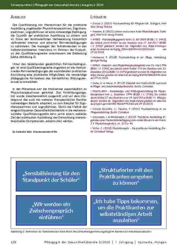 Vorschauseite 5: Pädagogische Qualifizierung als Voraussetzung erfolgreicher praktischer Physiotherapieausbildung: Ein Best-Practice-Beispiel für Mentorinnen und Praktikantinnen.