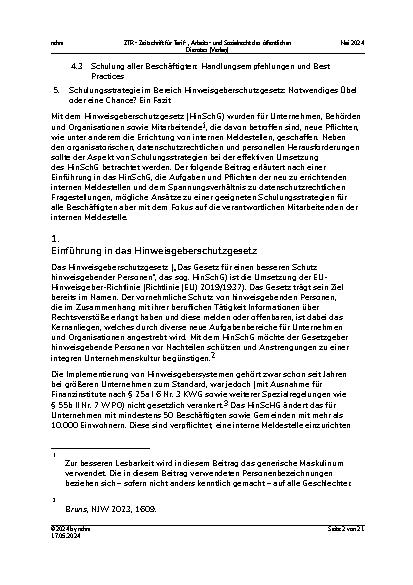 Vorschauseite 2: Hinweisgeberschutzgesetz effektiv umsetzen: Von der Implementierung der internen Meldestelle bis zur Schulungsstrategie