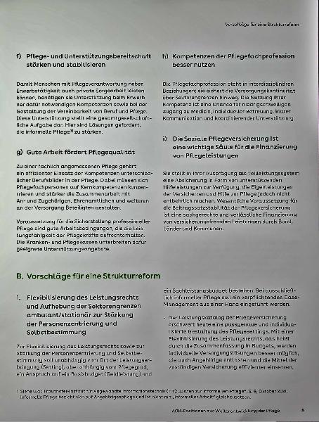 Vorschauseite 3: Positionspapier: AOK-Positionen zur Weiterentwicklung der Pflege