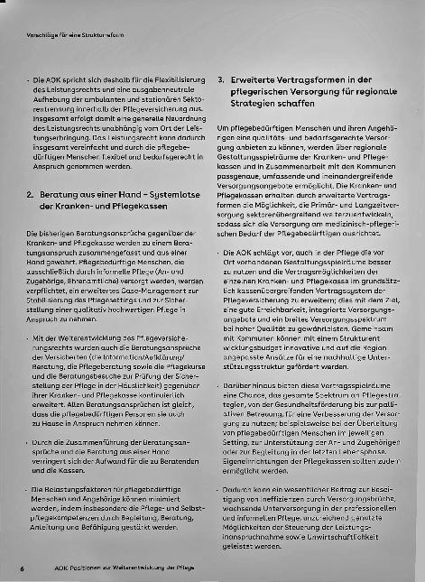 Vorschauseite 4: Positionspapier: AOK-Positionen zur Weiterentwicklung der Pflege