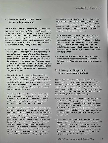 Vorschauseite 5: Positionspapier: AOK-Positionen zur Weiterentwicklung der Pflege