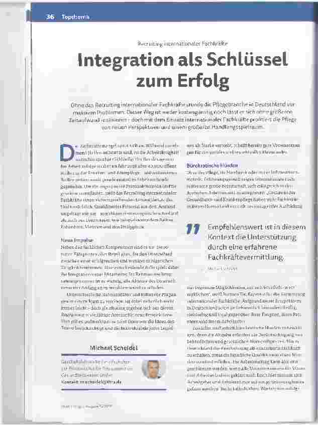 Vorschauseite 1: Integration als Schlüssel zum Erfolg