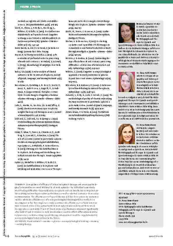 Vorschauseite 5: Welche Intervention wirkt wie? Wirksamkeitsvergleich von intensiver sprachtherapeutischer und neuropsychologischer Intervention auf den Wortabruf bei chronischer Aphasie – Eine Ei…