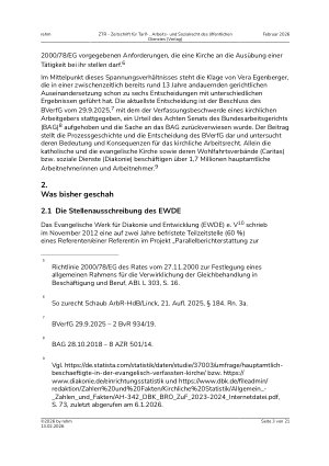 Vorschauseite 3: Kirchenmitgliedschaft als Einstellungsvoraussetzung? – Spagat zwischen kirchlichem Selbstbestimmungsrecht und Antidiskriminierung