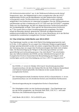 Vorschauseite 4: Kirchenmitgliedschaft als Einstellungsvoraussetzung? – Spagat zwischen kirchlichem Selbstbestimmungsrecht und Antidiskriminierung