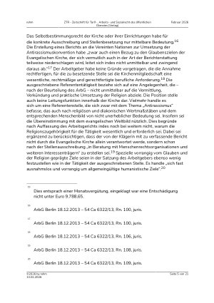 Vorschauseite 5: Kirchenmitgliedschaft als Einstellungsvoraussetzung? – Spagat zwischen kirchlichem Selbstbestimmungsrecht und Antidiskriminierung