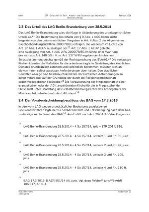 Vorschauseite 6: Kirchenmitgliedschaft als Einstellungsvoraussetzung? – Spagat zwischen kirchlichem Selbstbestimmungsrecht und Antidiskriminierung
