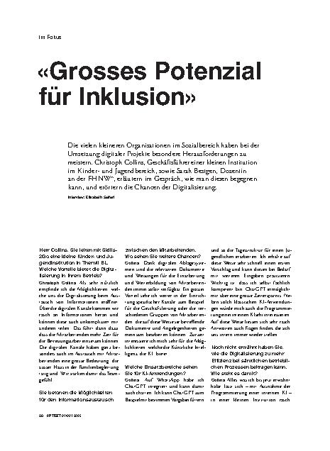Vorschauseite 1: «Grosses Potenzial für Inklusion»