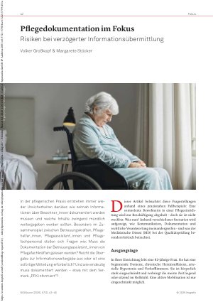 Vorschauseite 1: Pflegedokumentation im Fokus Risiken bei verzögerter Informationsübermittlung