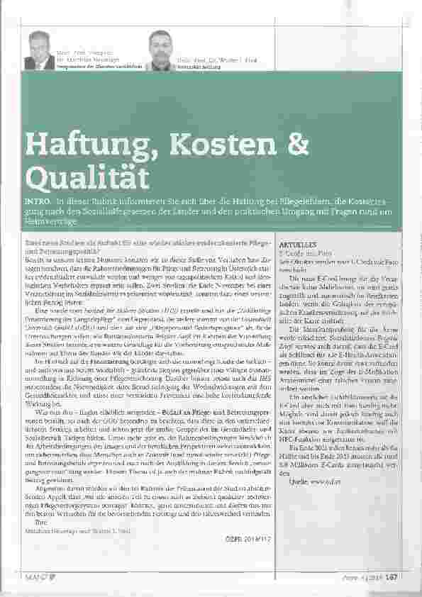Vorschauseite 1: Haftung, Kosten & Qualität