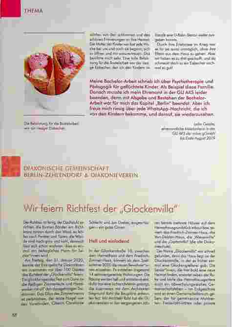 Vorschauseite 1: DIAKONISCHE GEMEINSCHAFT BERLIN-ZEHLENDORF & DIAKONIEVEREIN Wir feiern Richtfest der „Glockenvilla"