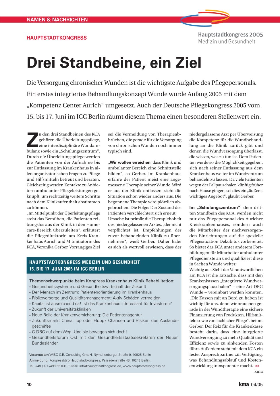 Vorschauseite 1: Drei Standbeine, ein Ziel