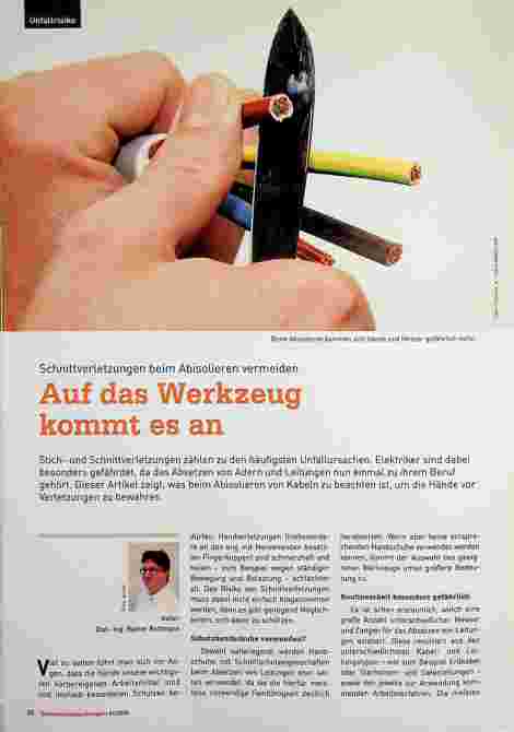 Vorschauseite 1: Schnittverletzungen beim Abisolieren vermeiden. Auf das Werkzeug kommt es an.