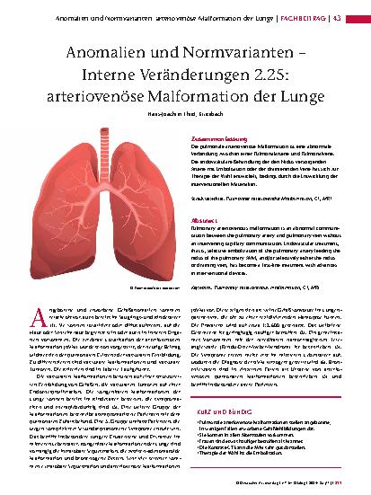 Vorschauseite 1: Anomalien und Normvarianten – Interne Veränderungen 2. 25: arteriovenöse Malformation der Lunge