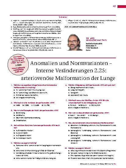 Vorschauseite 3: Anomalien und Normvarianten – Interne Veränderungen 2. 25: arteriovenöse Malformation der Lunge