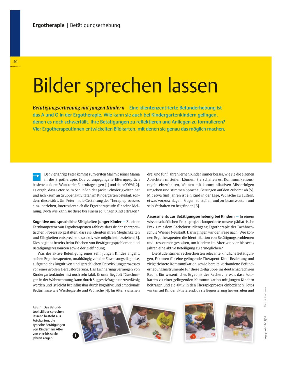 Vorschauseite 1: Betätigungserhebung mit jungen Kindern ? Bilder sprechen lassen