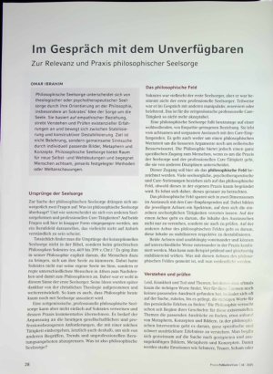 Vorschauseite 1: Im Gespräch mit dem Unverfügbaren Zur Relevanz und Praxis philosophischer Seelsorge