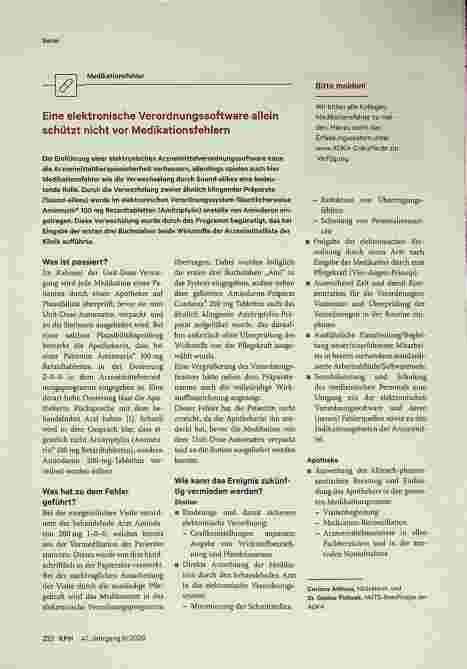 Vorschauseite 1: Eine elektronische Verordnungssoftware allein schützt nicht vor Medikationsfehlern.