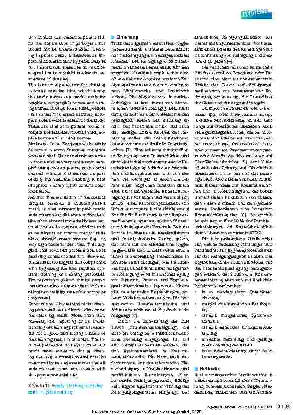 Vorschauseite 2: Reinigung von Oberflächen - Eine mikrobiologische Untersuchung und Bewertung der Reinigung in öffentlichen Bereichen