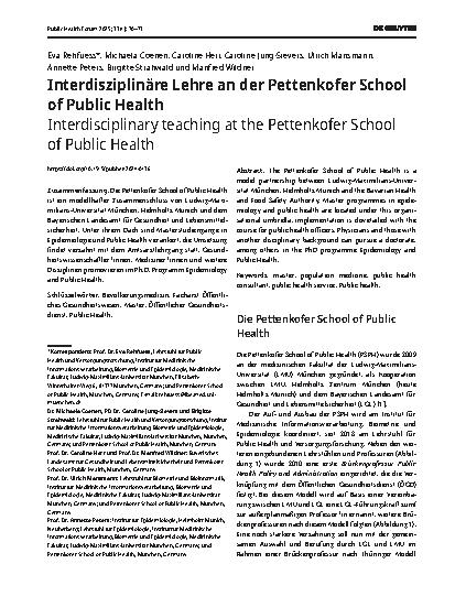Vorschauseite 1: Interdisziplinäre Lehre an der Pettenkofer School of Public Health