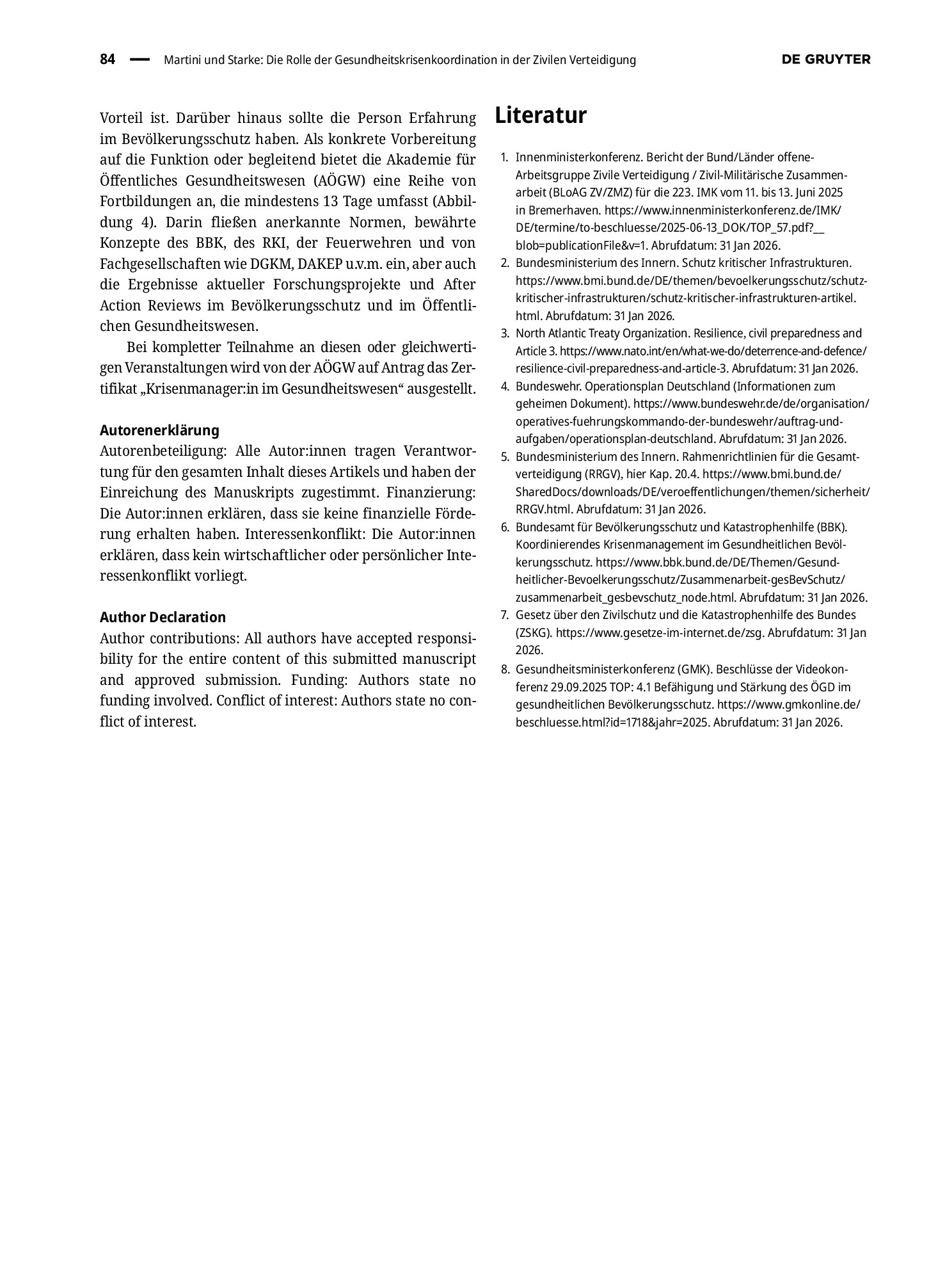 Vorschauseite 5: Die Rolle der Gesundheitskrisenkoordination in der Zivilen Verteidigung