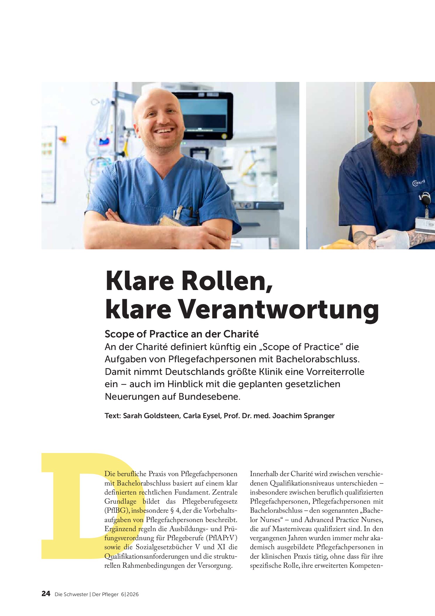 Vorschauseite 1: Klare Rollen, klare Verantwortung: Scope of Practice an der Charité