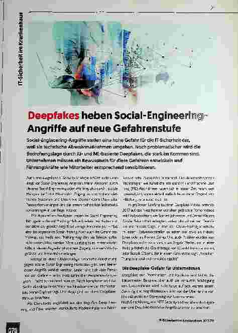 Vorschauseite 1: Deepfakes heben Social-Engineermg-Angriffe auf neue Gefahrenstufe