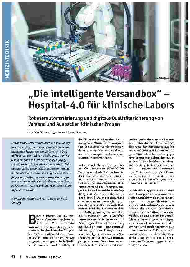 Vorschauseite 1: Die intelligente Versandbox - Hospital 4.0 für klinische Labors
