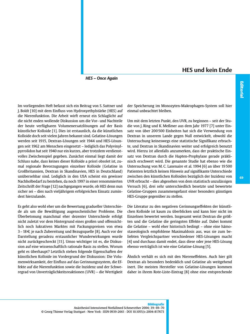 Vorschauseite 1: HES und kein Ende