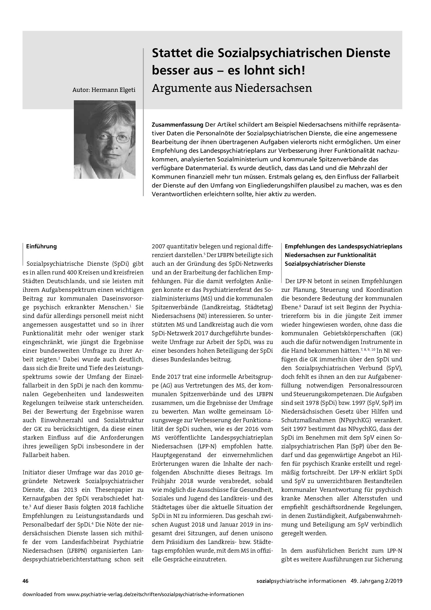 Vorschauseite 1: Stattet die Sozialpsychiatrischen Dienste besser aus – es lohnt sich!