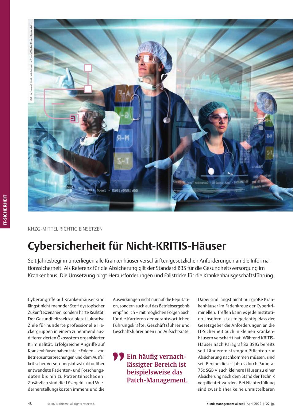 Vorschauseite 1: KfzG-Mittel richtig einsetzen: Cybersicherheit für Nicht-KRITIS-Häuser