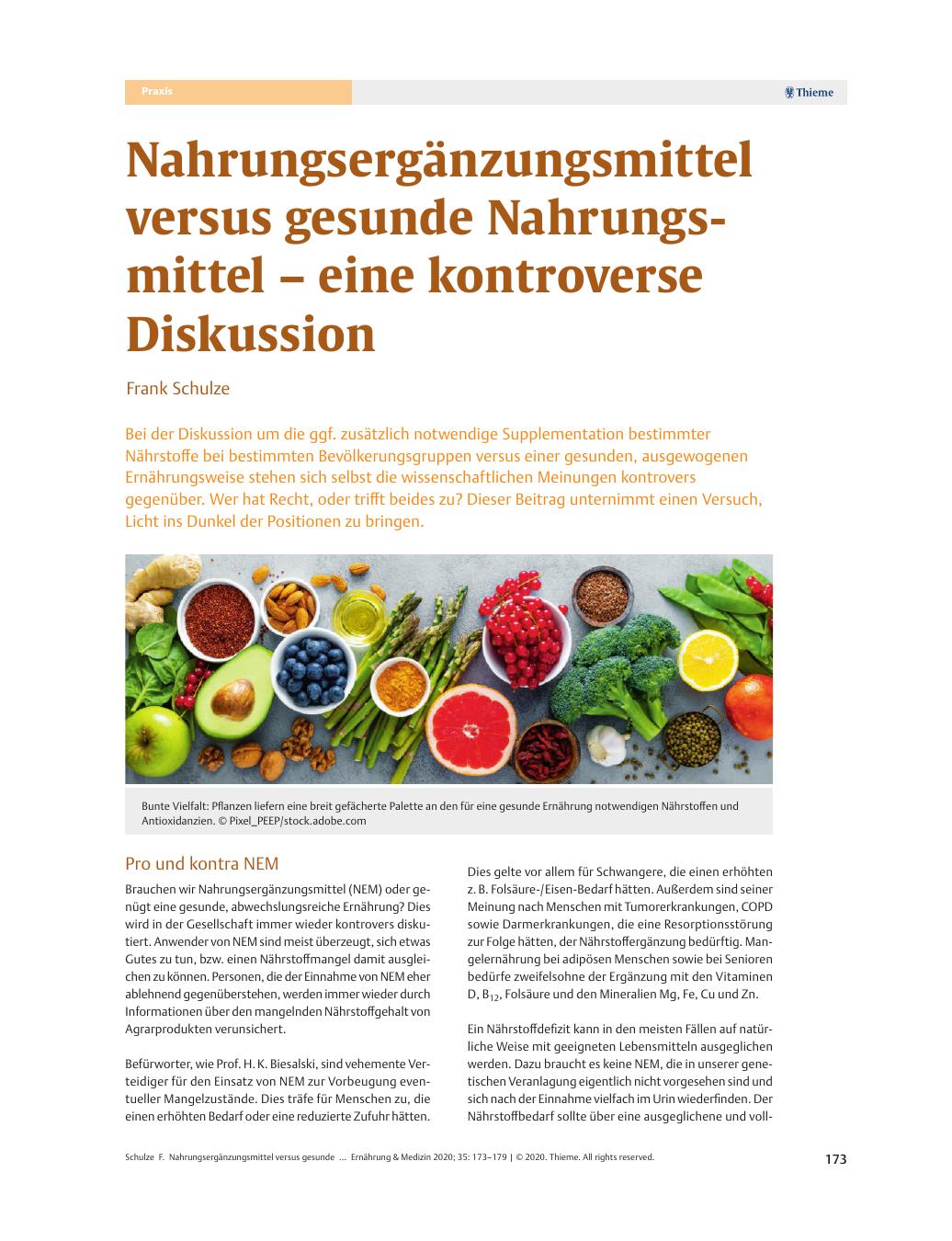 Vorschauseite 1: Nahrungsergänzungsmittel versus gesunde Nahrungsmittel – eine kontroverse Diskussion
