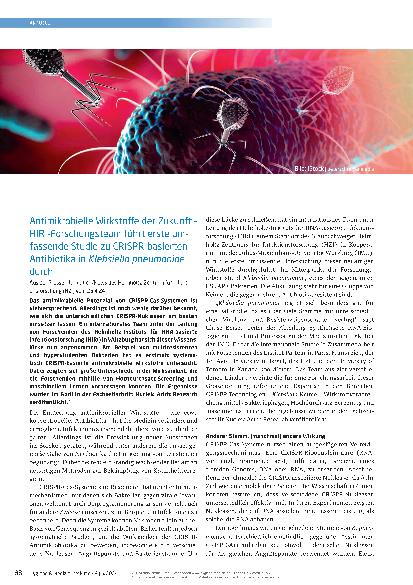 Vorschauseite 1: Antimikrobielle Wirkstoffe der Zukunft – HIRI-Forschungsteam führt erste umfassende Studie zu CRISPR-basierten Antibiotika in Klebsiella pneumoniae durch