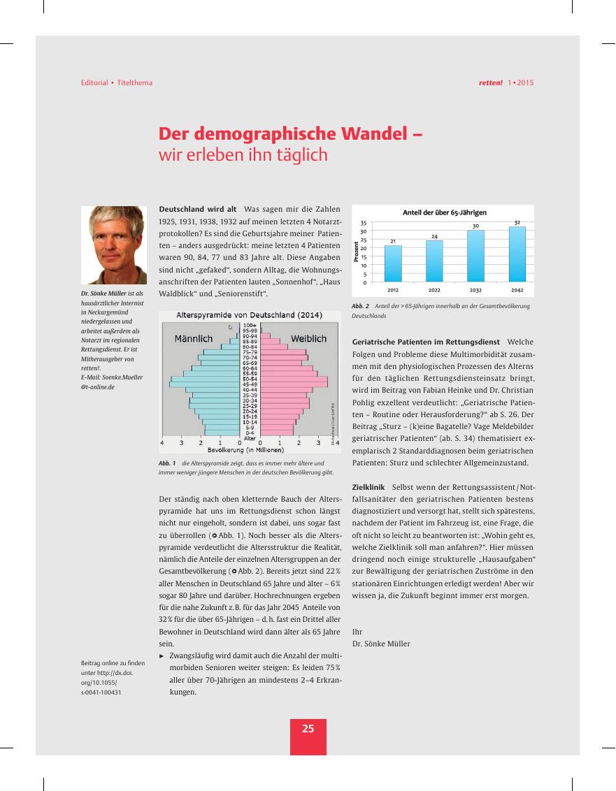 Vorschauseite 1: Der demographische Wandel ? wir erleben ihn täglich