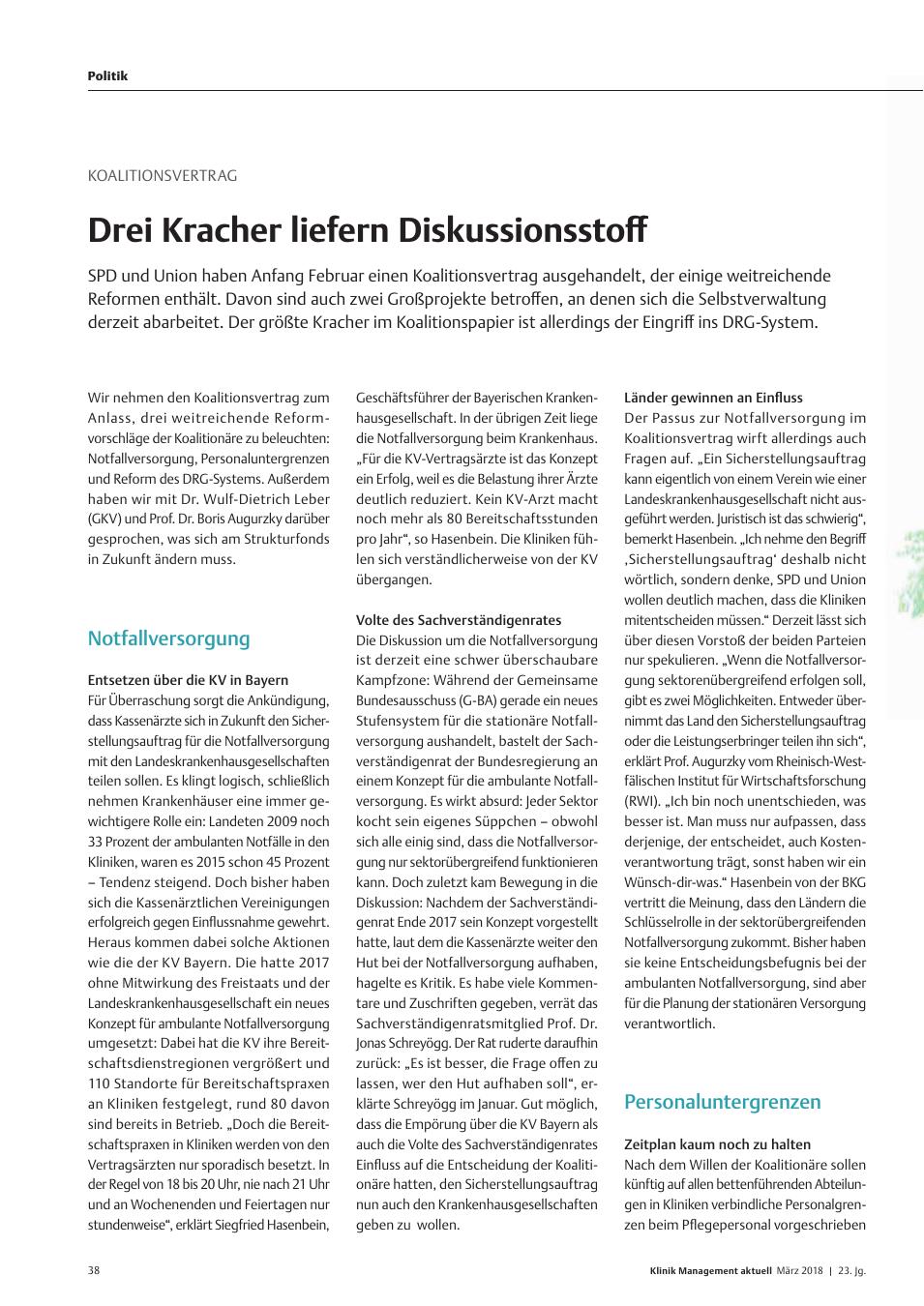 Vorschauseite 1: Koalitionsvertrag: Drei Kracher liefern Diskussionsstoff