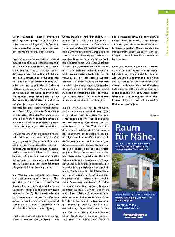 Vorschauseite 2: Systemrelevant: Pflegeeinrichtungen in Zeiten der Pandemie