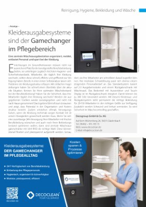 Vorschauseite 1: Kleiderausgabesysteme sind der Gamechanger im Pflegebereich