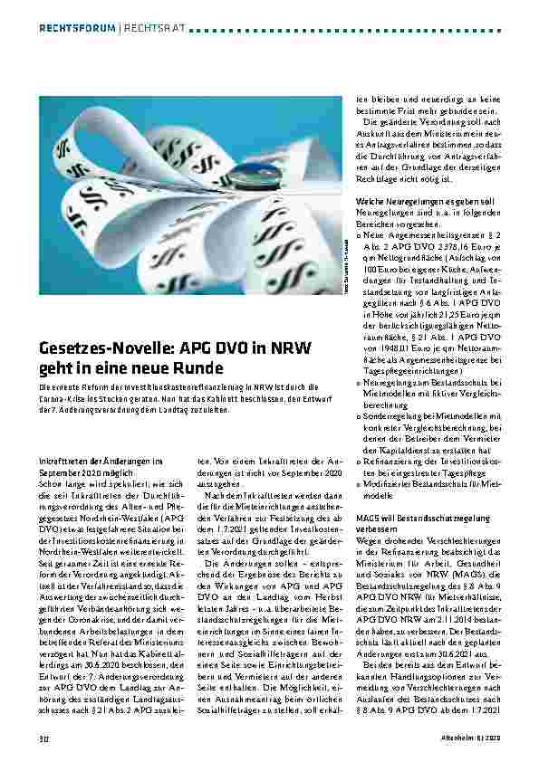 Vorschauseite 1: Gesetzesnovelle: APG DVO in NRW geht in eine neue Runde