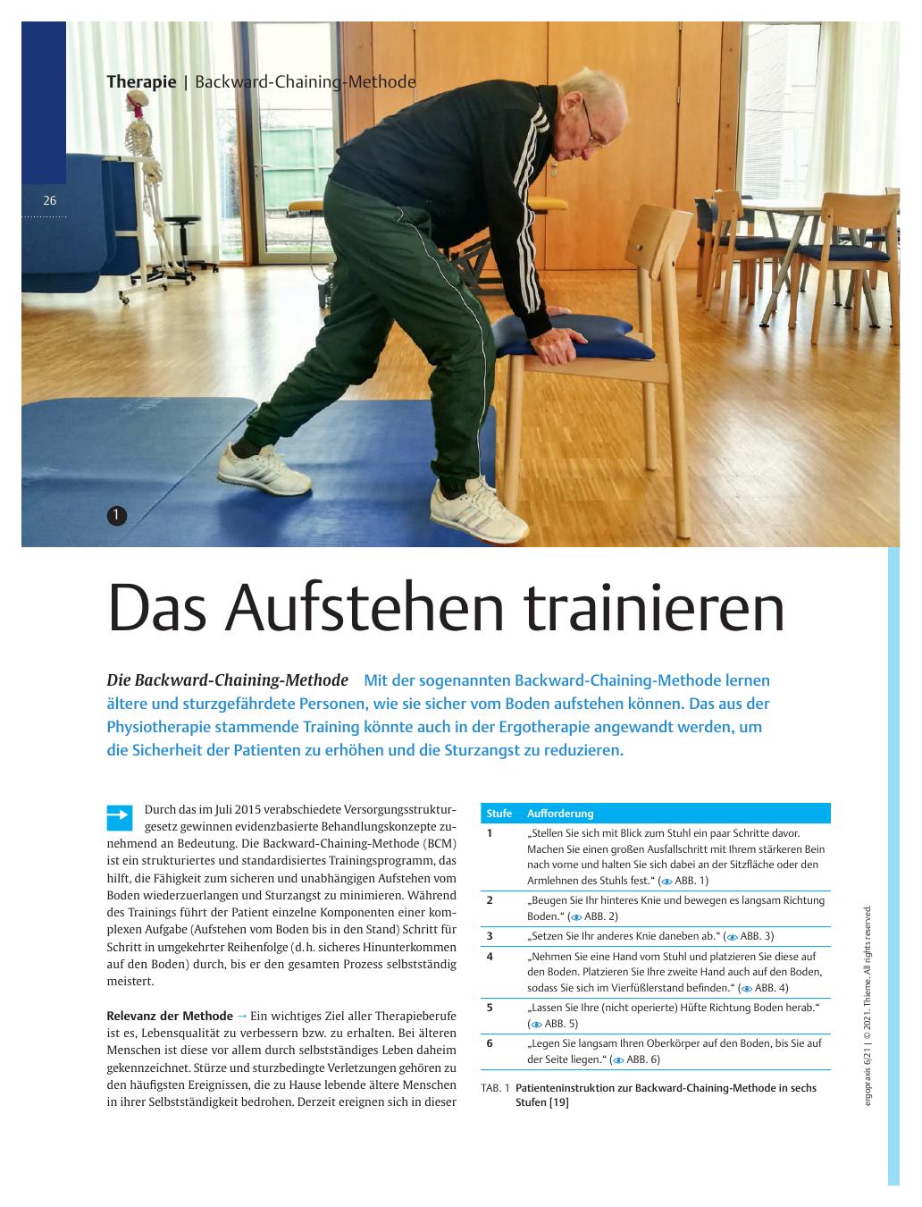 Vorschauseite 1: Das Aufstehen trainieren? Die Backward-Chaining-Methode