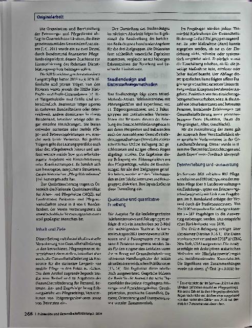 Vorschauseite 2: Gesundheitsförderungsbedarfe in der stationären Langzeitund mobilen Betreuung und Pflege in Österreich