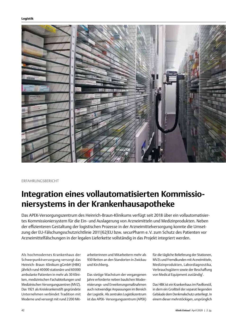 Vorschauseite 1: Erfahrungsbericht: Integration eines vollautomatisierten Kommissioniersystems in der Krankenhausapotheke