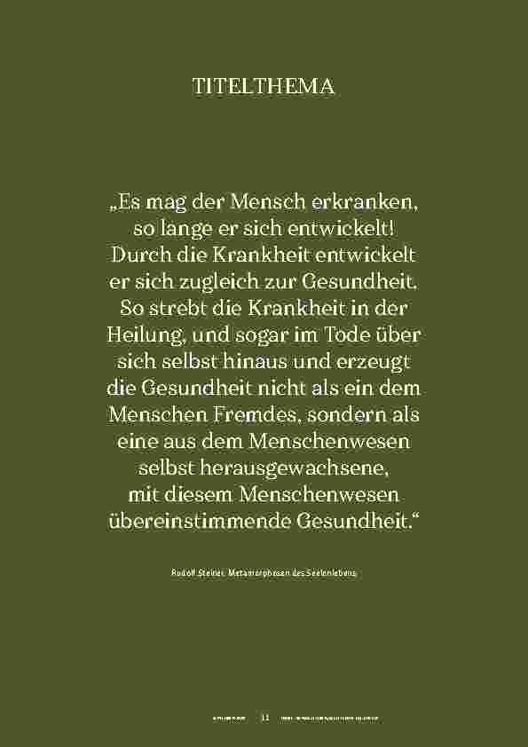 Vorschauseite 1: 100 Jahre Anthroposophische Medizin