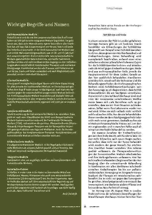 Vorschauseite 6: 100 Jahre Anthroposophische Medizin