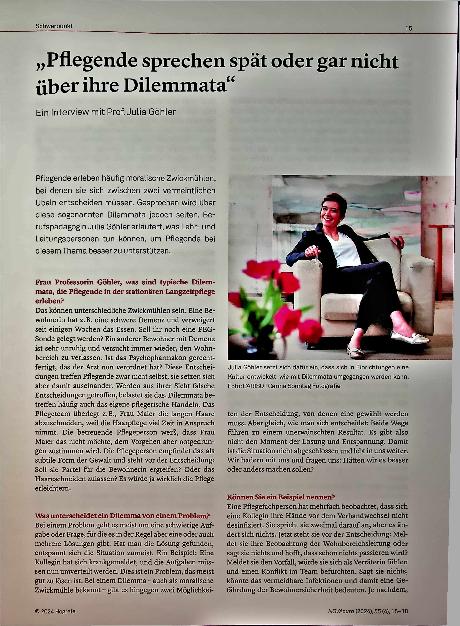 Vorschauseite 1: „Pflegende sprechen spät oder gar nicht über ihre Dilemmata. “