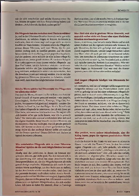 Vorschauseite 2: „Pflegende sprechen spät oder gar nicht über ihre Dilemmata. “