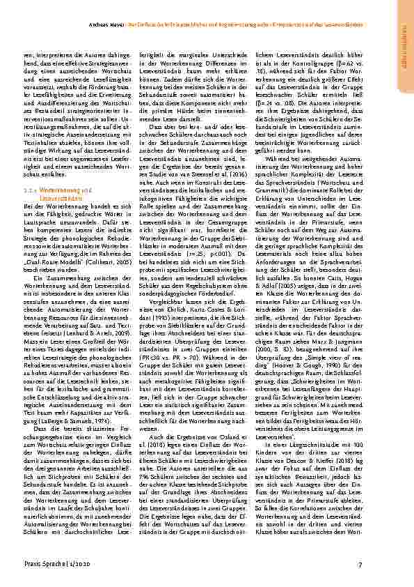 Vorschauseite 3: Der Einfluss (schrift-)sprachlicher und kognitiv-strategischer Kompetenzen auf das Leseverständnis von Schülern mit sonderpädagogischem Förderbedarf